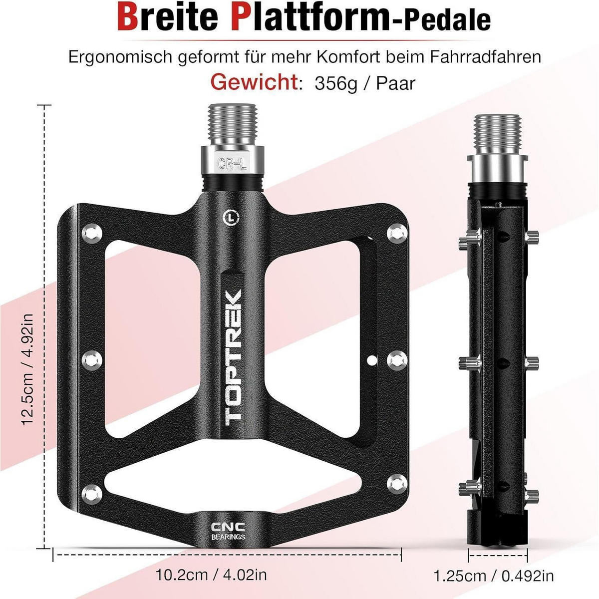 FAHRRADPEDALE CNC Aluminium mit 3 Lagern Schwarz - Schwarz, Metall (10.2/1.5/12.5cm)