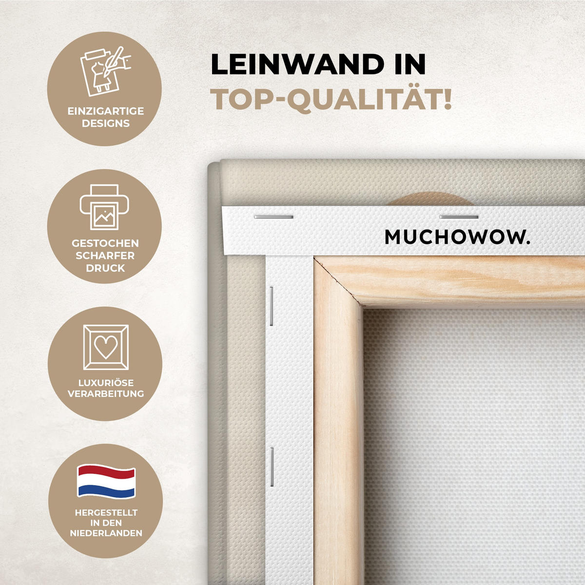 LEINWANDBILD Japandi - Landschaft - Beige Deko Wohnzimmer 20x20 cm - Cognac, Textil (20/20cm) - MuchoWow