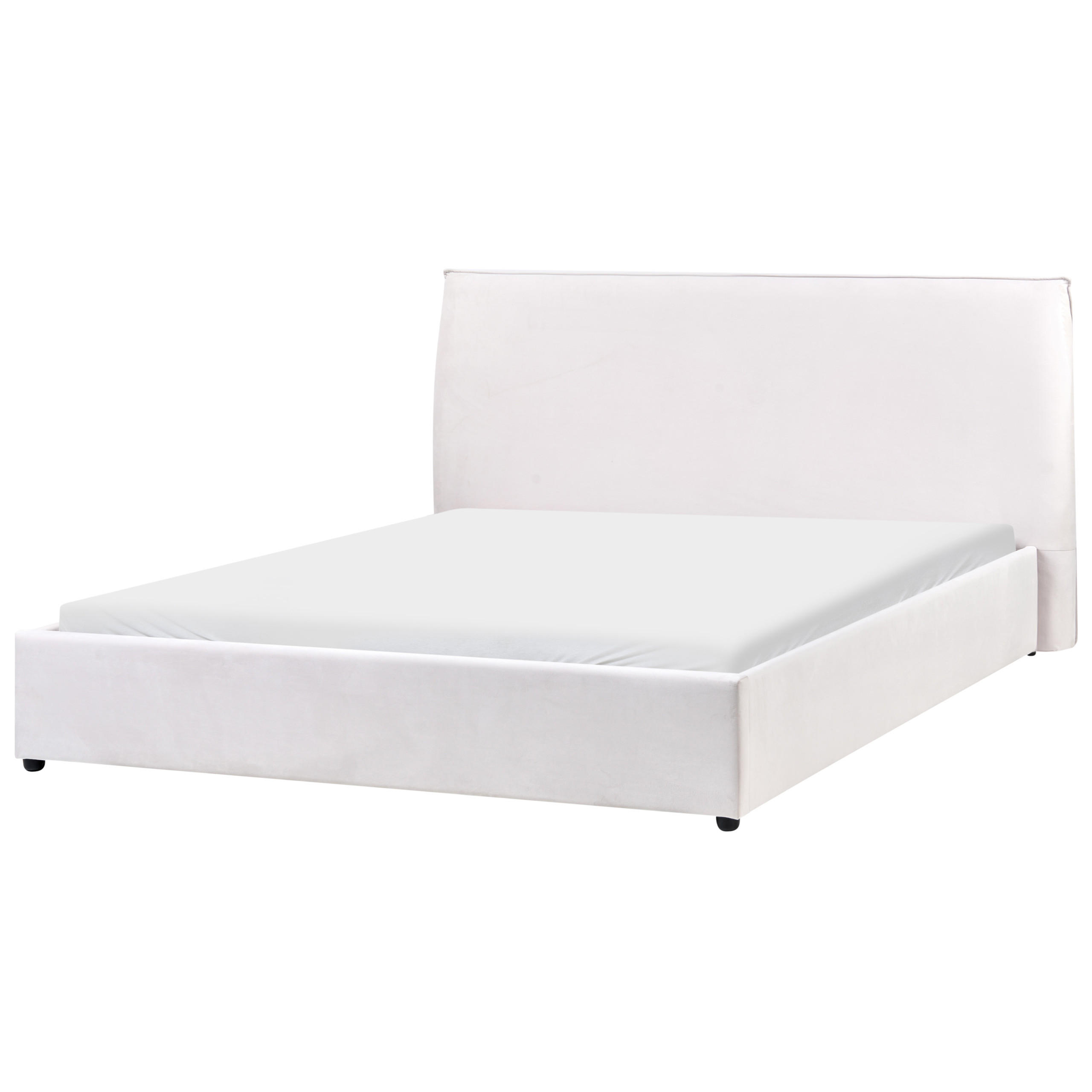 BETT mit Lattenrost 160/200 cm Samtstoff Cremeweiß Lavaur - Creme, Textil (160/200cm) - Beliani