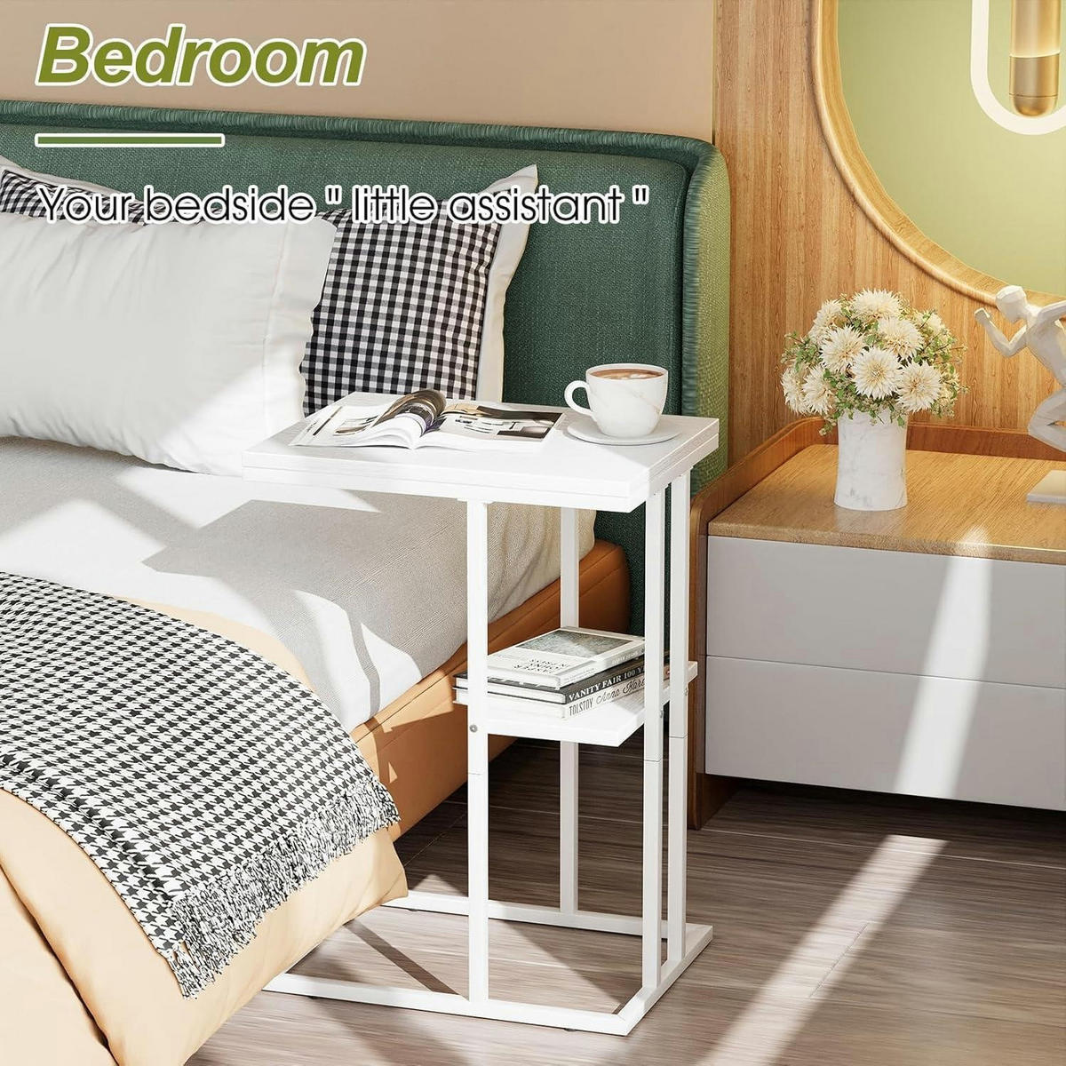 BEISTELLTISCH C-Form Weiß 40 x 30 x 60 cm - Weiß, Holzwerkstoff (30/40/60cm)