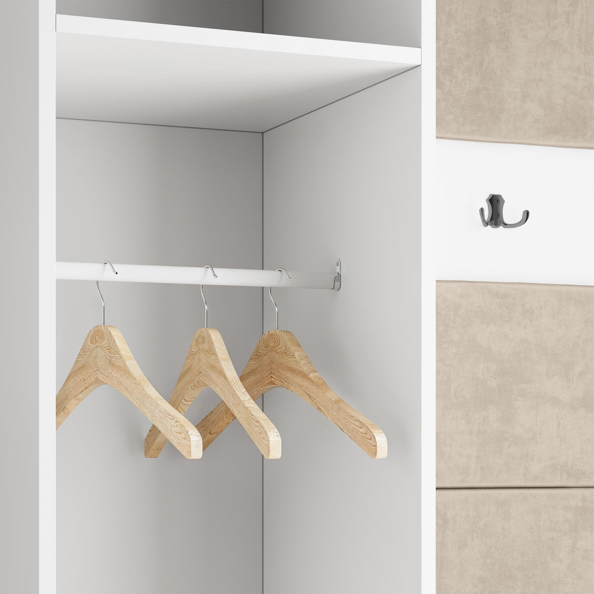 GARDEROBENSCHRANK LORI 95/181/51 cm Modern Eichefarben - Eichefarben/Schwarz, Holzwerkstoff (95/181/51cm) - MASSENO