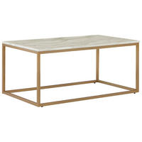 COUCHTISCH Marmor Optik beige/gold rechteckig 60/100 cm Delano - Beige/Goldfarben, Holzwerkstoff (100/60/45cm) - Beliani
