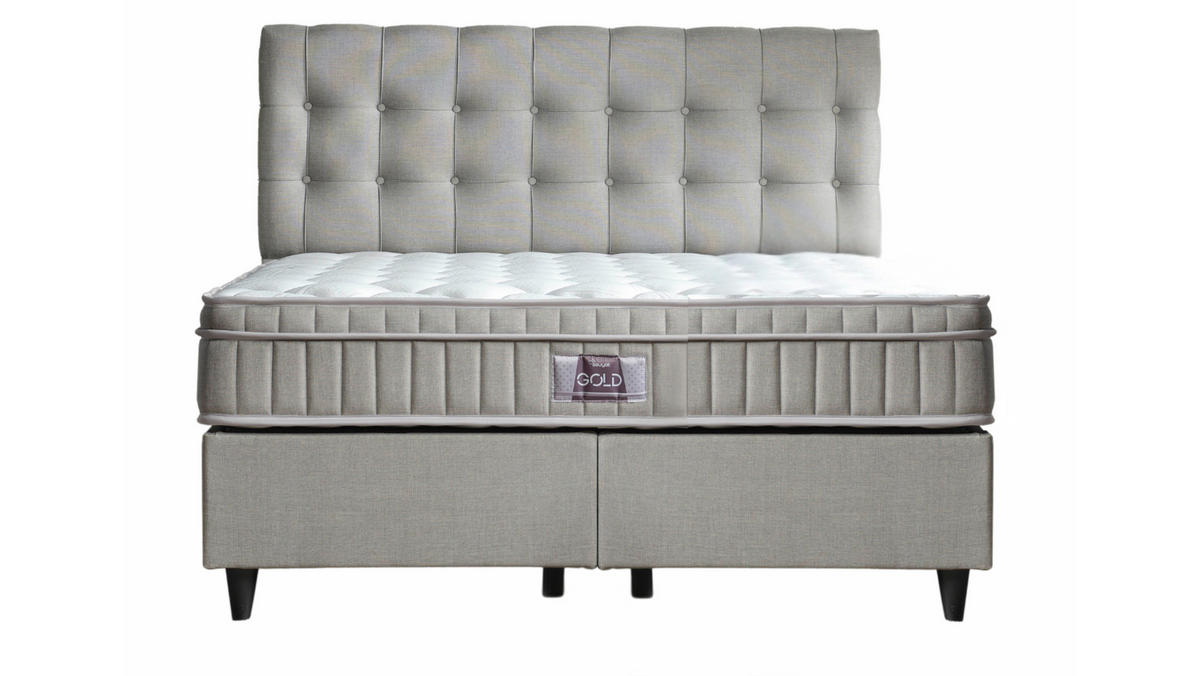 POLSTERBETT-SET Chester 150x200 Grau - Bett inkl. Matratze - Grau, Metall (150/200cm) - Villa Möbel