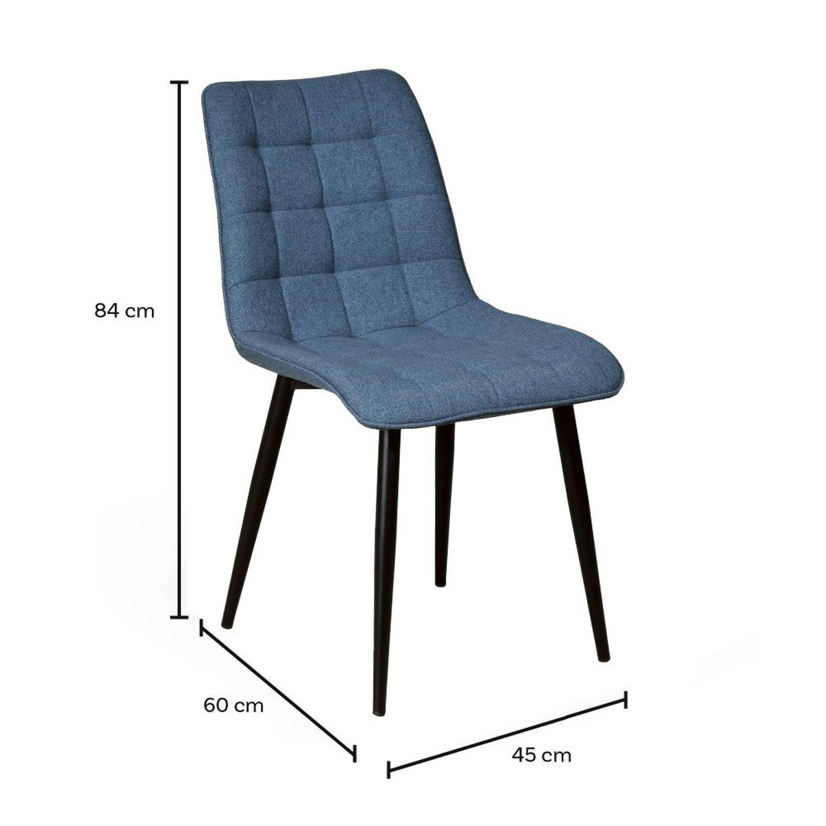 ESSZIMMERSTUHL 4er Set/ MUSE, Blau - Blau/Schwarz, Metall (45/84/60cm) - Weber Industries