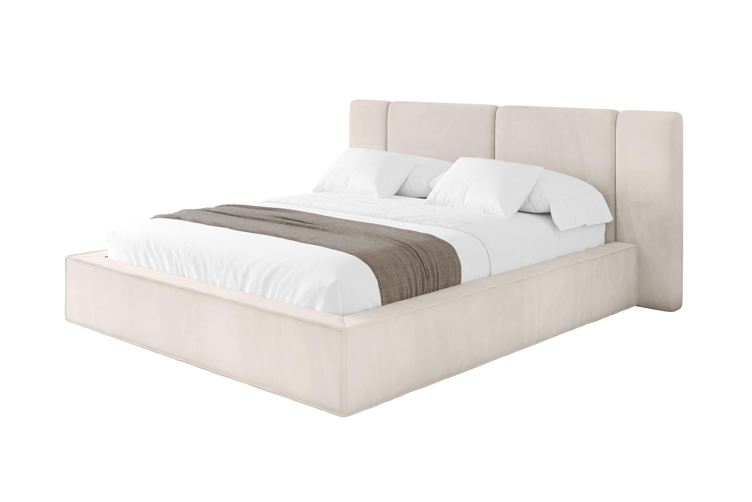 POLSTERBETT mit Bettkasten und Lattenrost, Bett mit Matratze H3/H4 - RIVO 160x200 Beige - Ecru, Holzwerkstoff/Textil (160/200cm) - ALTDECOR