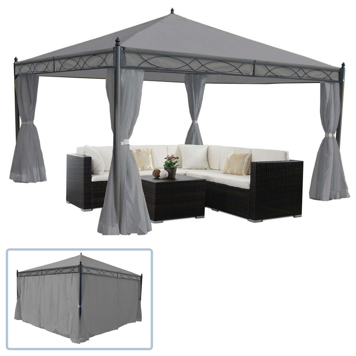PERGOLA CALPE Hellgrau - Hellgrau, Textil (400/290/400cm) - MCW