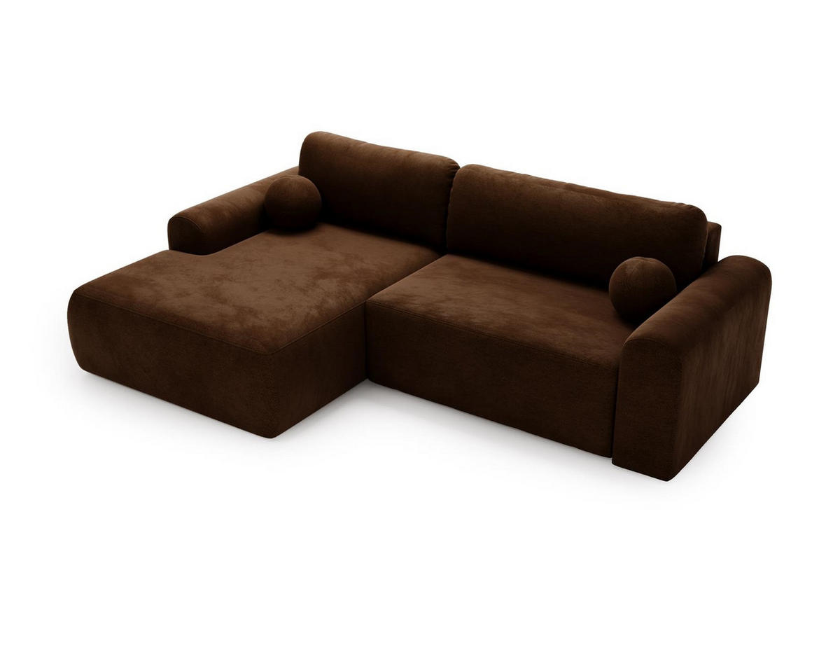 ECKSOFA Aurora Braun, mit Schlaffunktion in Vena Stoff, linke seite - Braun, Holzwerkstoff/Textil (257/177cm) - Bettso