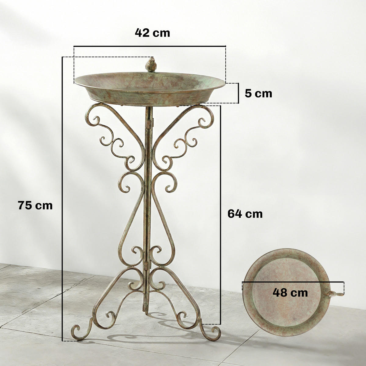 VOGELBAD Metall Grün - Grün, Metall (42/75/48cm) - Outsunny