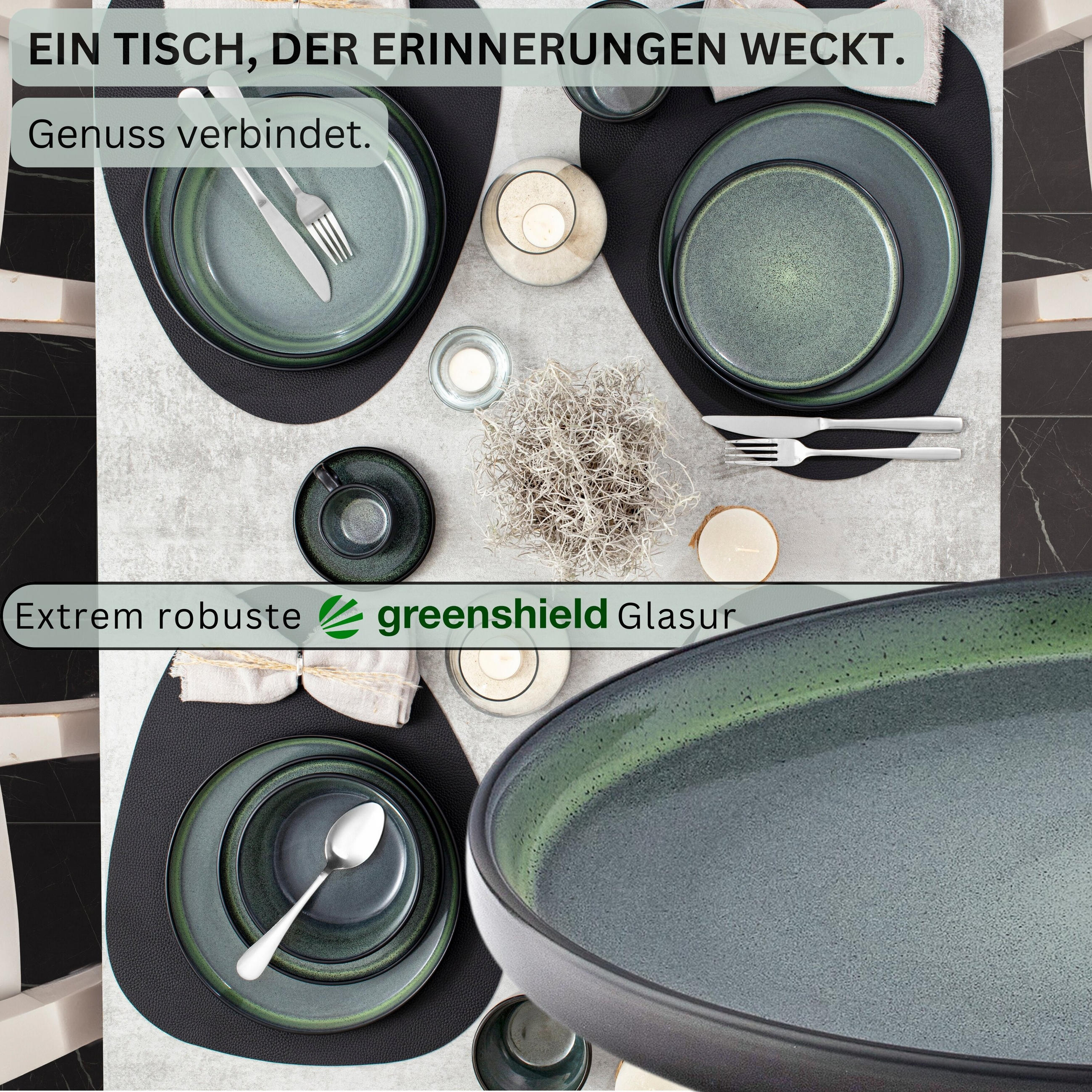 Thumbnail - Sänger Speiseteller, Grün, Stein, 6-teilig, Rund, kratzfest, Essen & Trinken, Geschirr, Teller, Speiseteller
