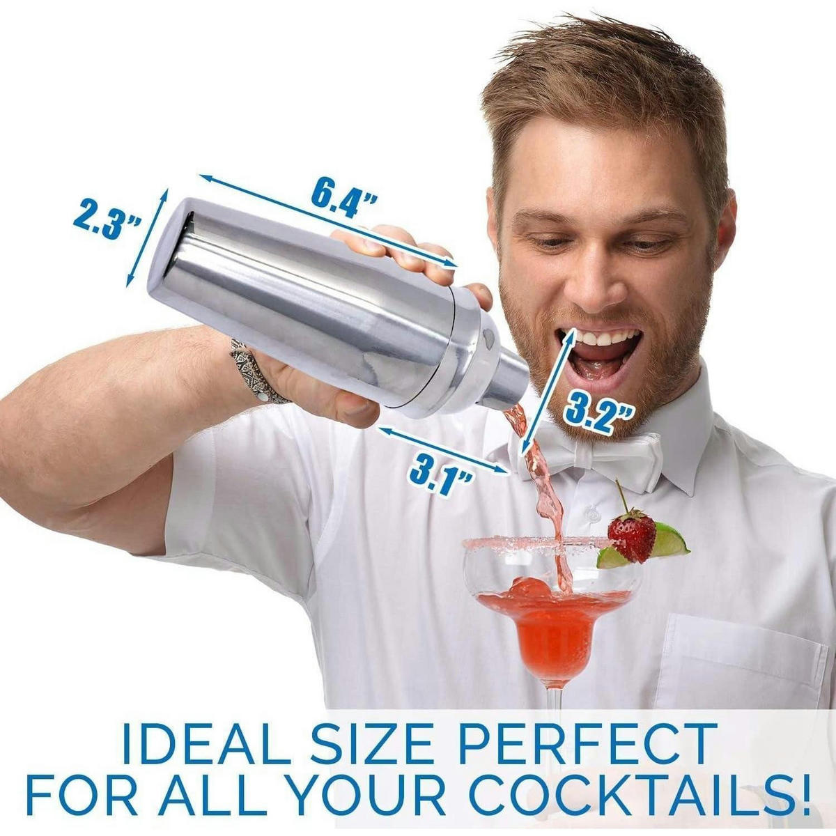 COCKTAILSHAKER Edelstahl 750 ml mit Sieb - Silberfarben, Metall (9.4/8.9/24cm)
