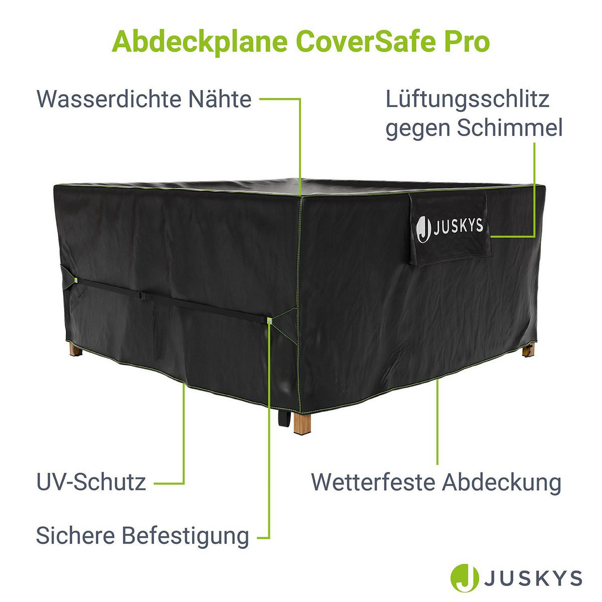 GARTENMÖBELABDECKUNG CoverSafe Pro schwarz - Schwarz, Kunststoff (250/90/250cm) - Juskys