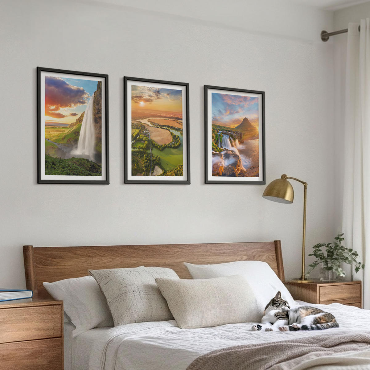 WANDBILDER 3er-Set - 40x60 cm Schwarzer Rahmen - Wasserfälle Landschaften im Westen - Schwarz, Kunststoff (40/60cm) - ArtPrintCave