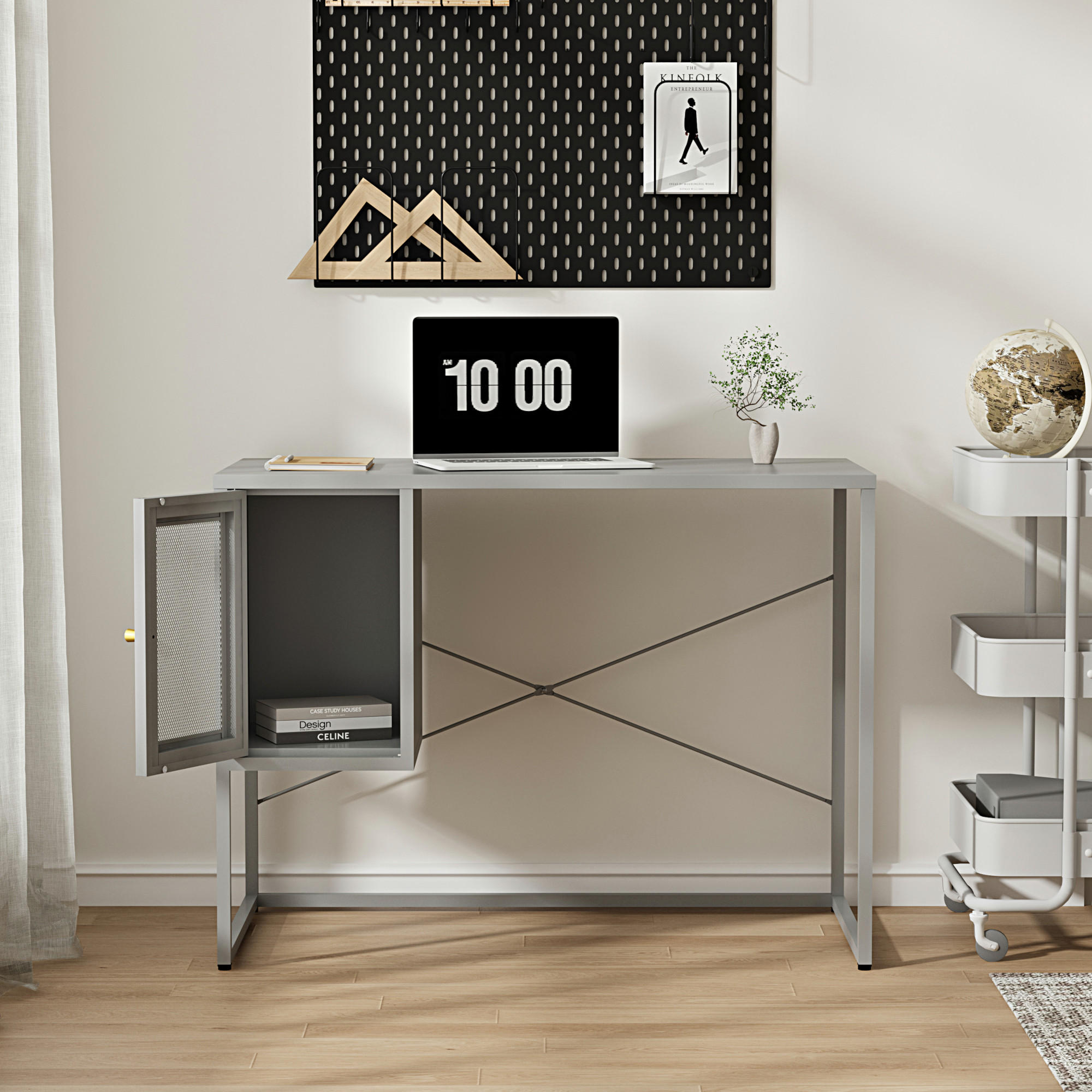 SCHREIBTISCH Sund - Grau, Metall (50/100/75cm) - [en.casa]