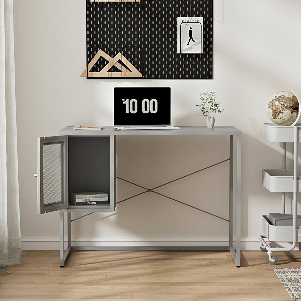 SCHREIBTISCH Sund - Grau, Metall (50/100/75cm) - [en.casa]