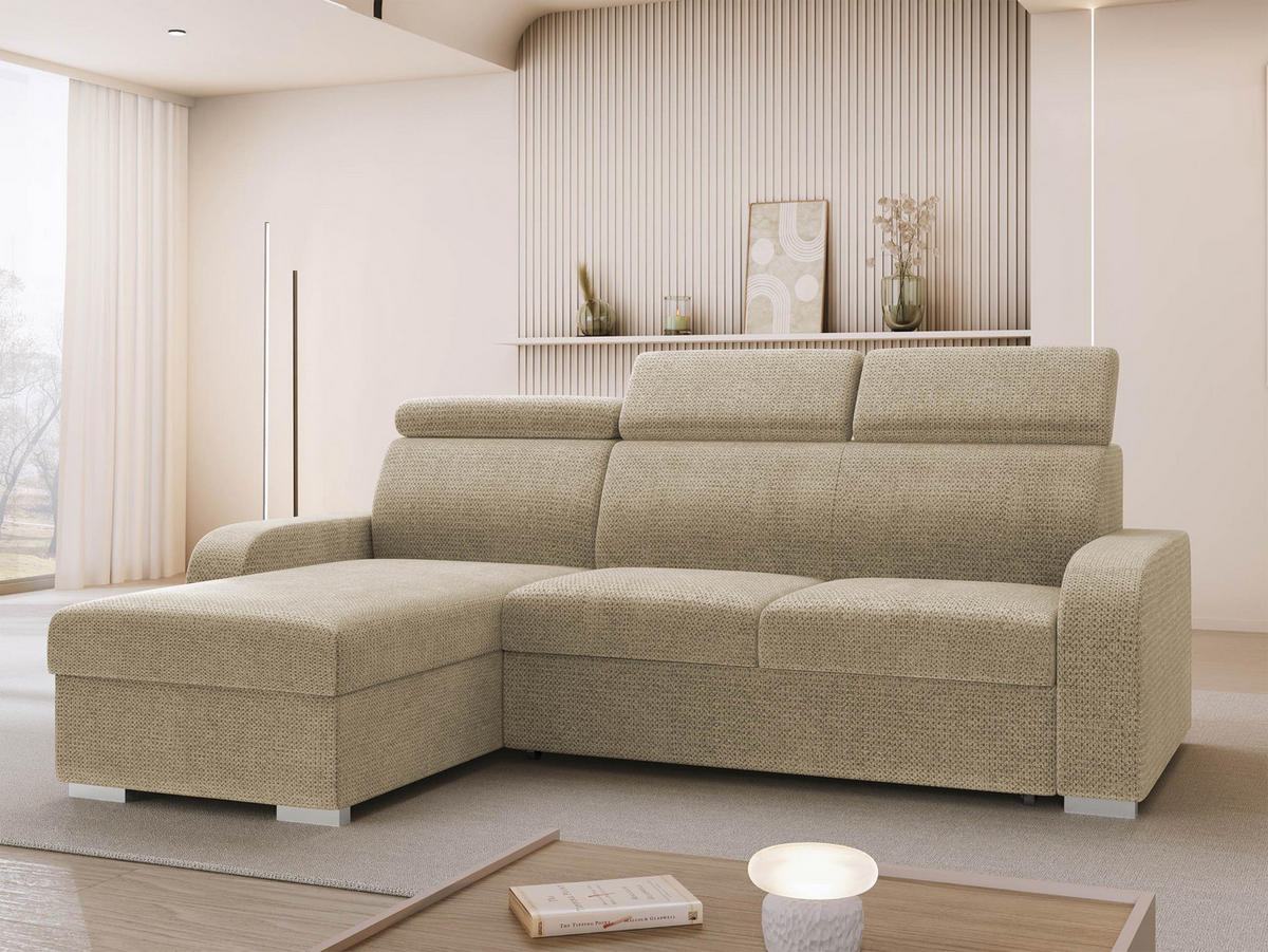 ECKSOFA Oslo 2rLC - Beige/Silberfarben, Holz/Textil (235/170cm) - MIRJAN24