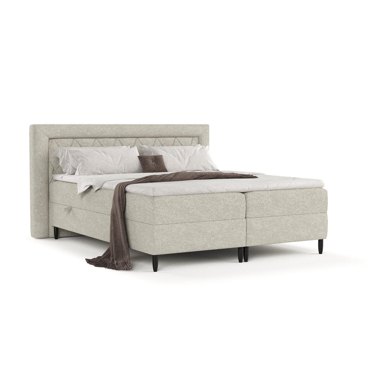 BOXBETT Avani Beige Grau 160/200 cm - Beige/Schwarz, Holz/Holzwerkstoff (160/200cm) - Maison de Reve