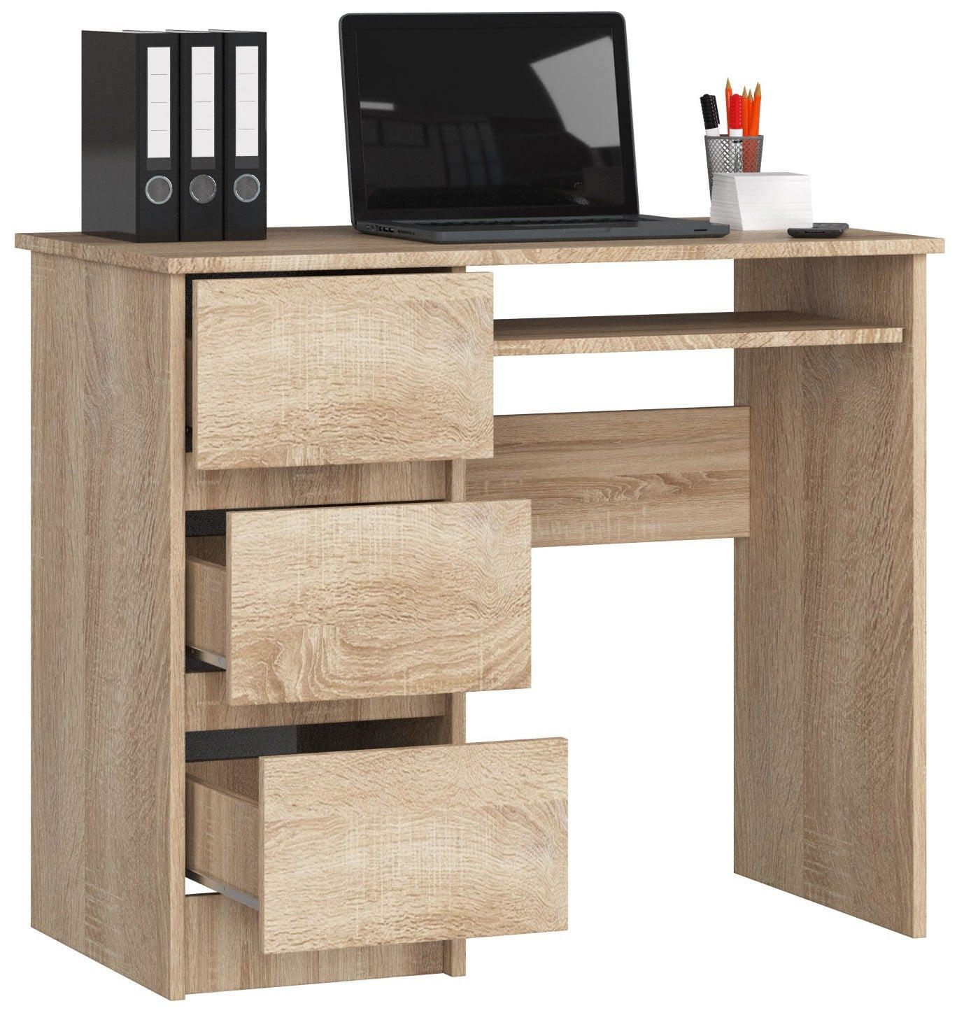 SCHREIBTISCH Links 3 Schubladen, Sonoma, 90x50x77 cm - Sonoma Eiche, Holz (50/90/77cm) - Milordbikes