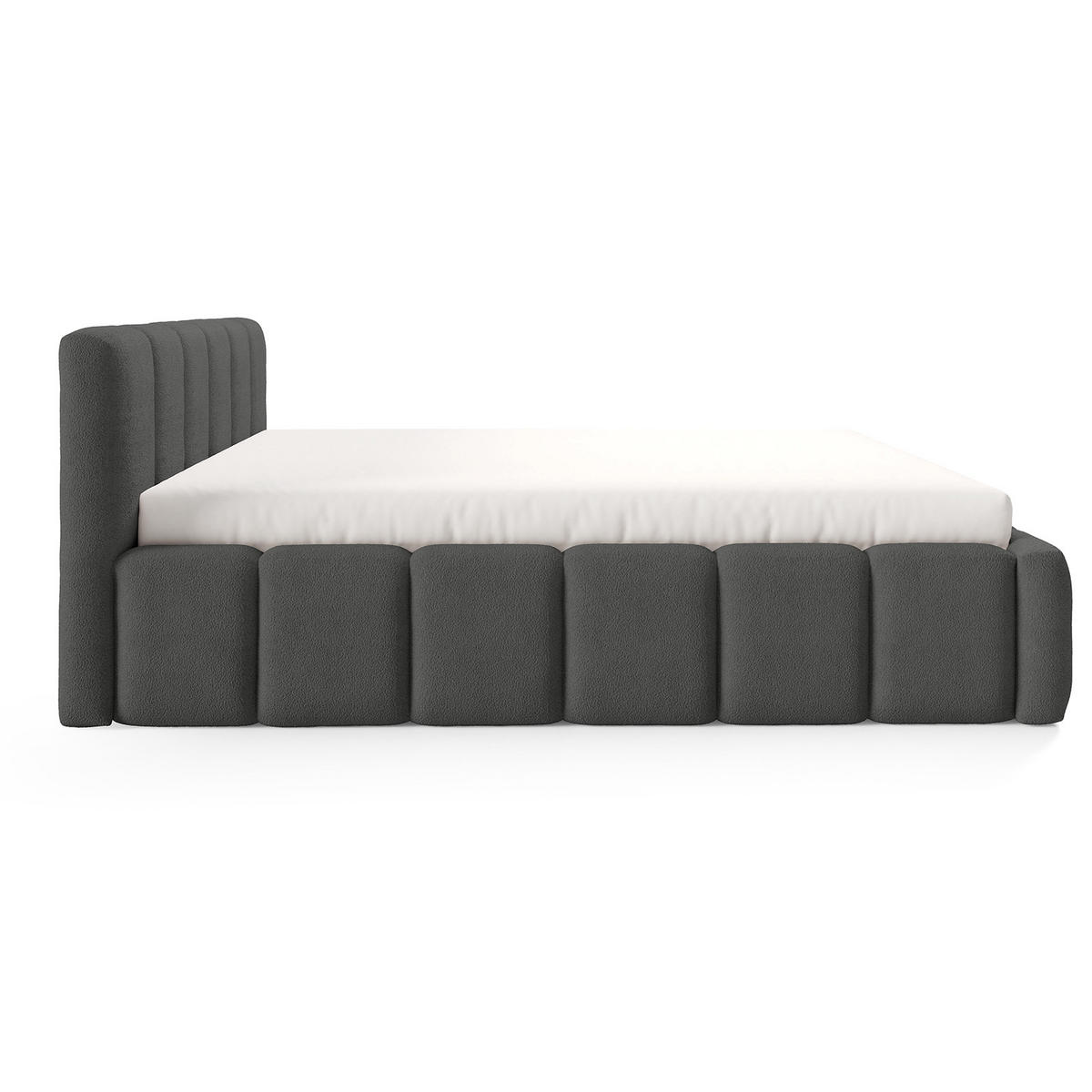 POLSTERBETT KALLA Medium 140x200 cm mit Bettkasten – QUELLE 92 - Dunkelgrau, Holz (140/200cm) - Dekori_Interiors