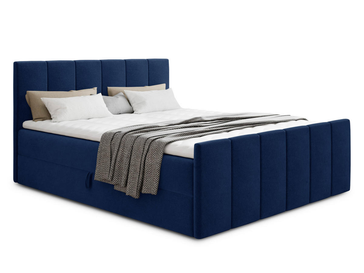 BOXBETT Star Lux - 180x200 - blau (Kronos 09, Velvet) - Blau/Schwarz, Holz/Holzwerkstoff (180/200cm) - Sofnet