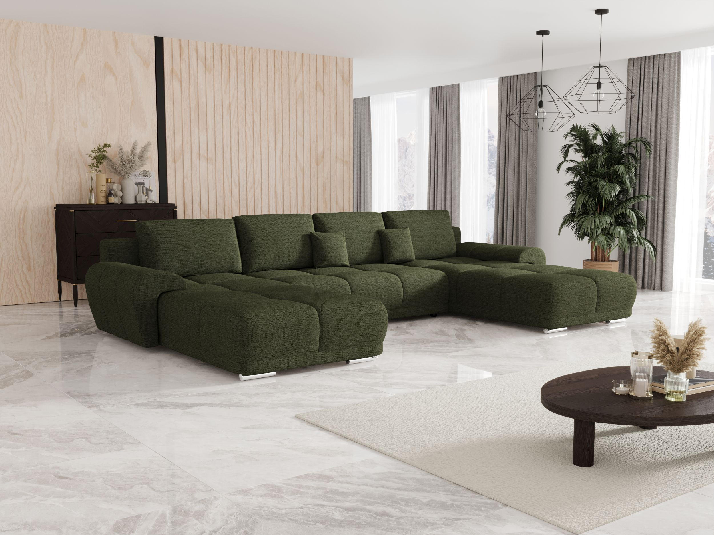ECKSOFA BEGA U Links ARAGON 39 mit Schlaffunktion - Grün, Textil (372/87/185cm) - Bedante