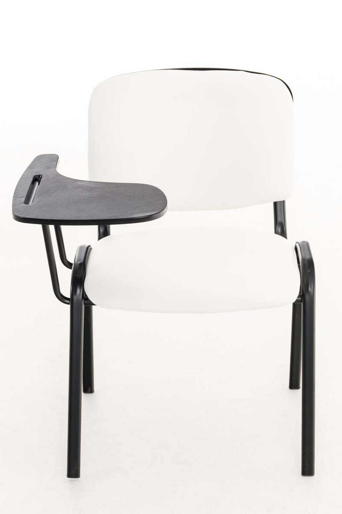 BESUCHERSTUHL Keen mit Klapptisch, Kunstleder mit Gestell Schwarz / Bezug Weiß - Schwarz/Weiß, Textil/Metall (53/81/53cm) - TPFLiving