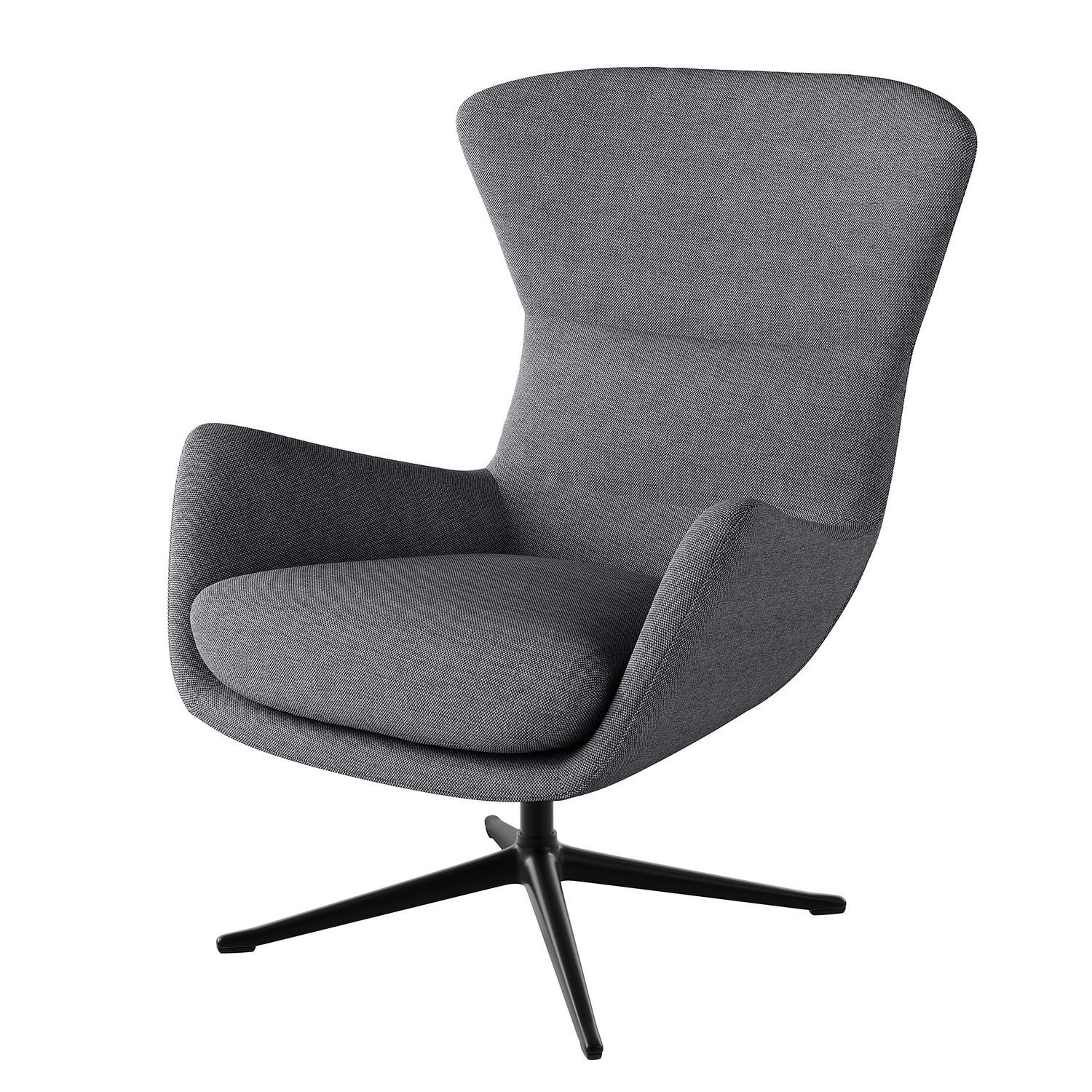 SESSEL mit Kreuzfuß - Schwarz/Grau, Textil/Metall (84/99/96cm) - home24