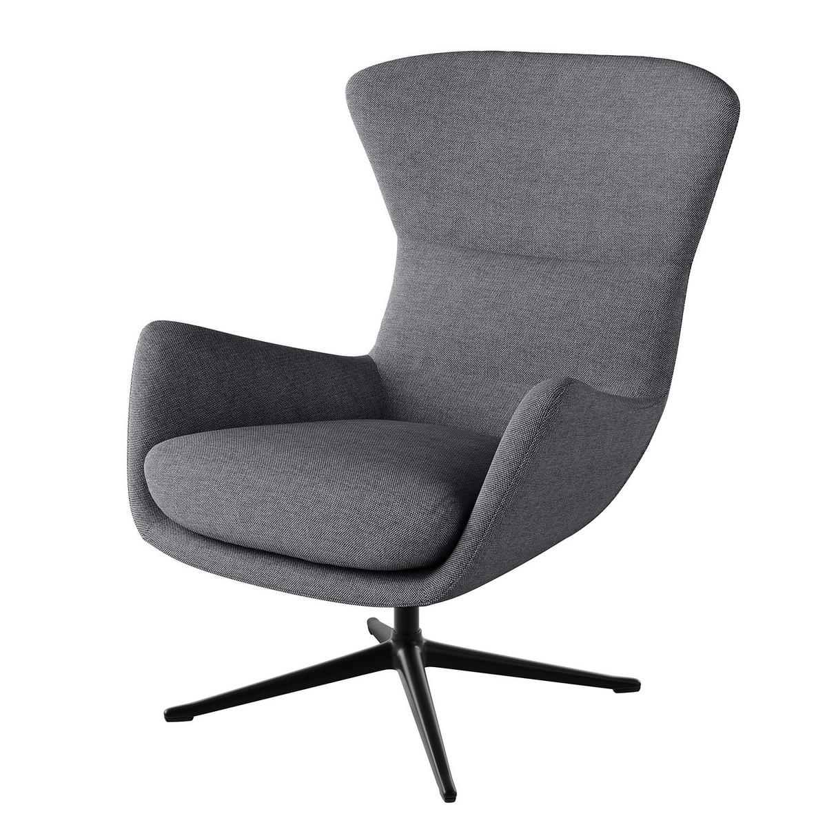 SESSEL mit Kreuzfuß - Schwarz/Grau, Textil/Metall (84/99/96cm) - home24