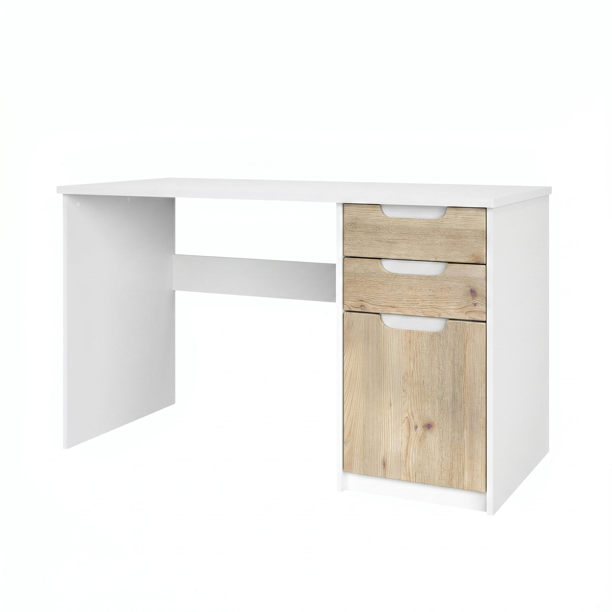 SCHREIBTISCH Logan Fronten in Eiche Nordic - Silbereichenfarben, Holzwerkstoff (60/129/76cm) - Vladon