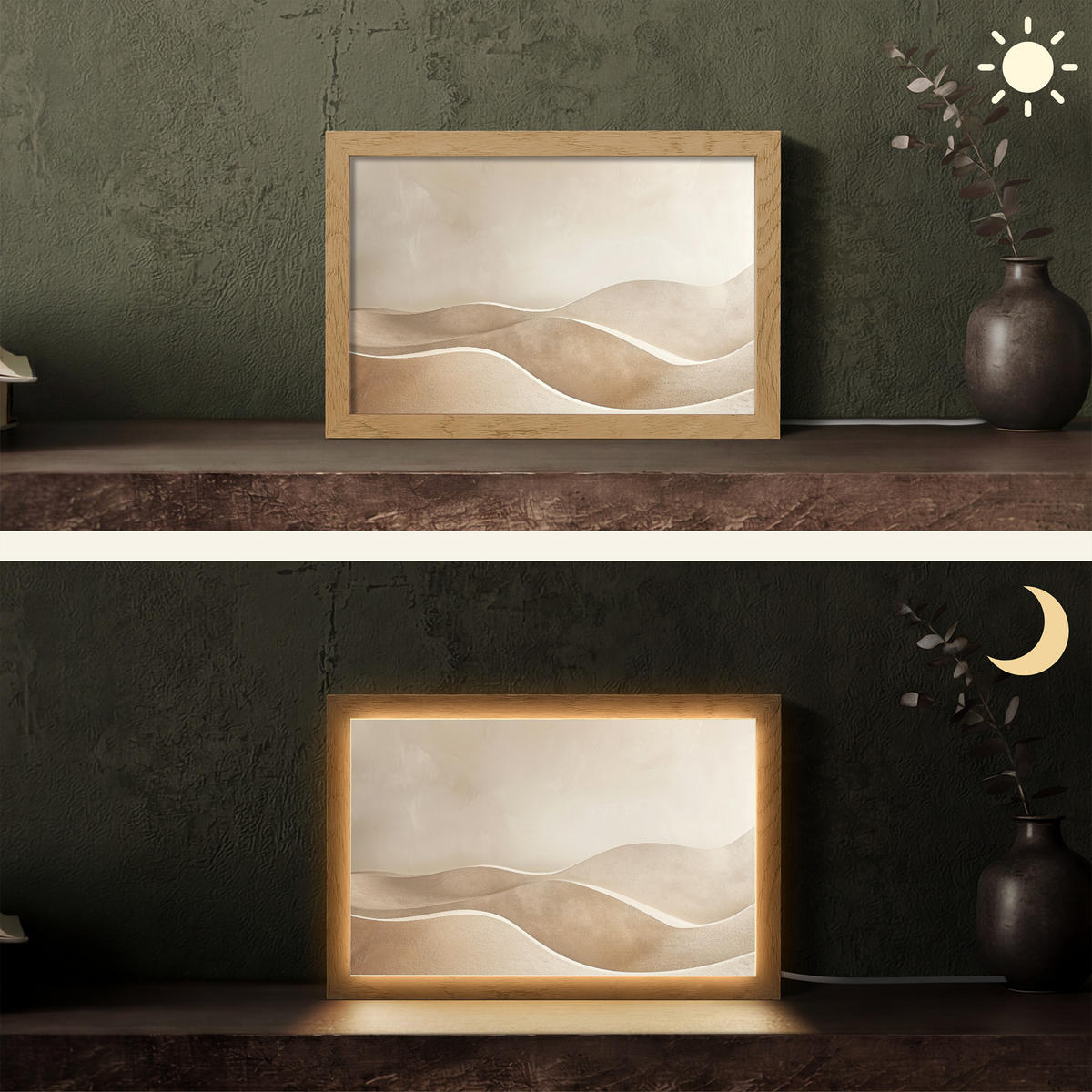 TISCHLEUCHTE Beige - Natur - Abstrakt - Modern 30x20 cm - Champagner, Holzwerkstoff (8/30/20cm) - OnlyWow