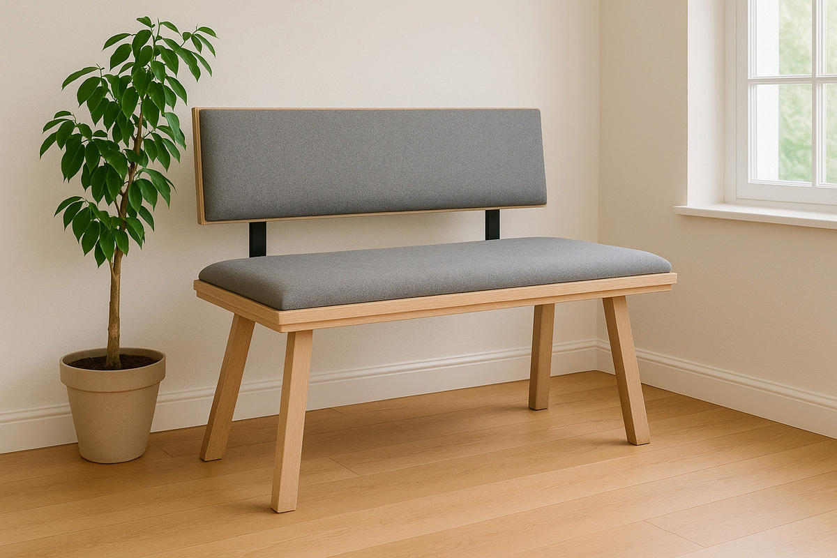 SITZBANK Die Zeitlose - Eichefarben/Grau, Holz/Textil (48/89/125cm) - Kundler Home