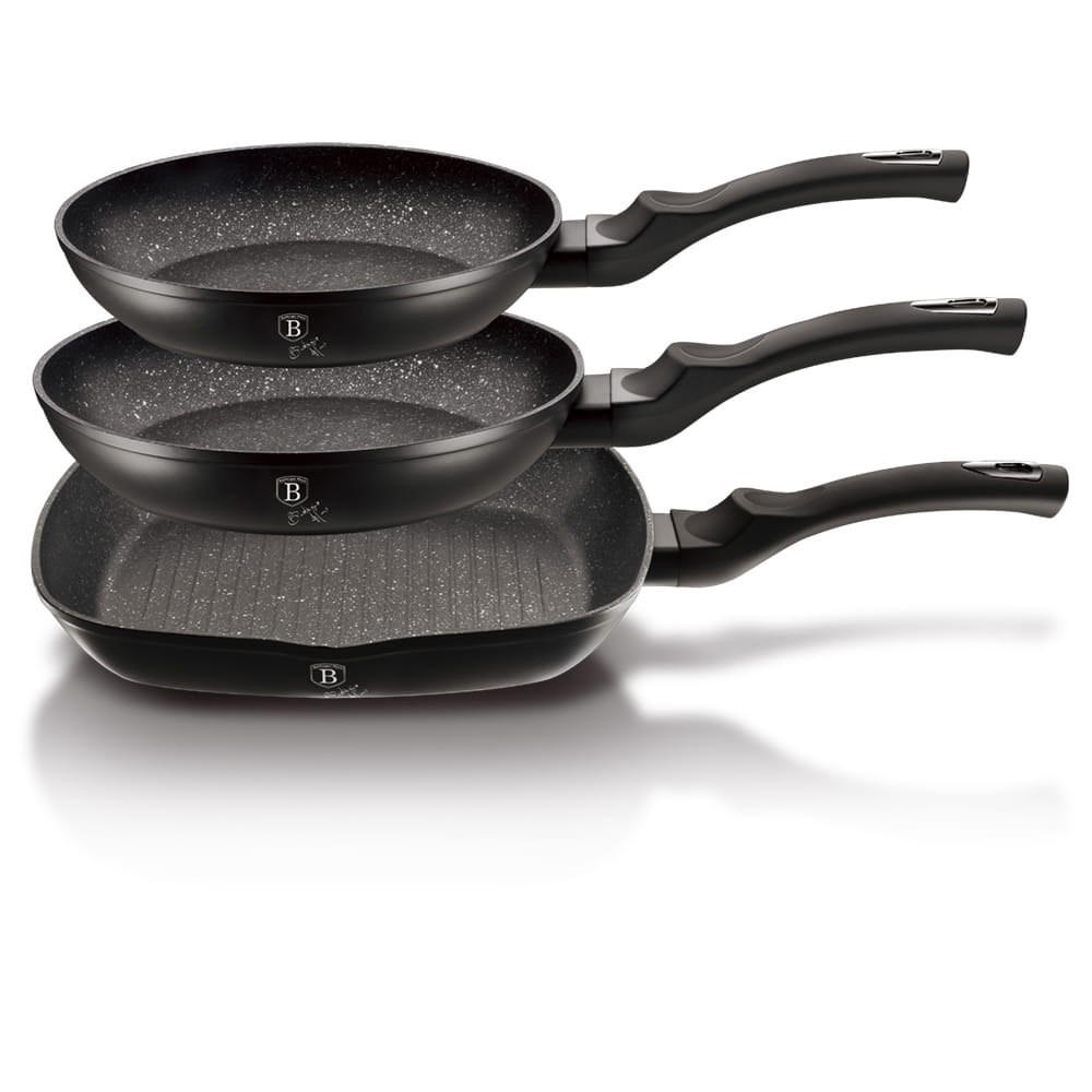 PFANNENSET Schwarz 28/28/4.1 cm BH6157 - Schwarz, Metall - Berlinger Haus