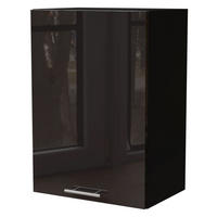 KÜCHENHÄNGESCHRANK Essen W2/50 Schwarz Hochglanz / Schwarz Matt 50 / 32,5 / 72cm - Schwarz Hochglanz/Schwarz, Holz/Holzwerkstoff (50/72/32.5cm) - Feldmann-Wohnen