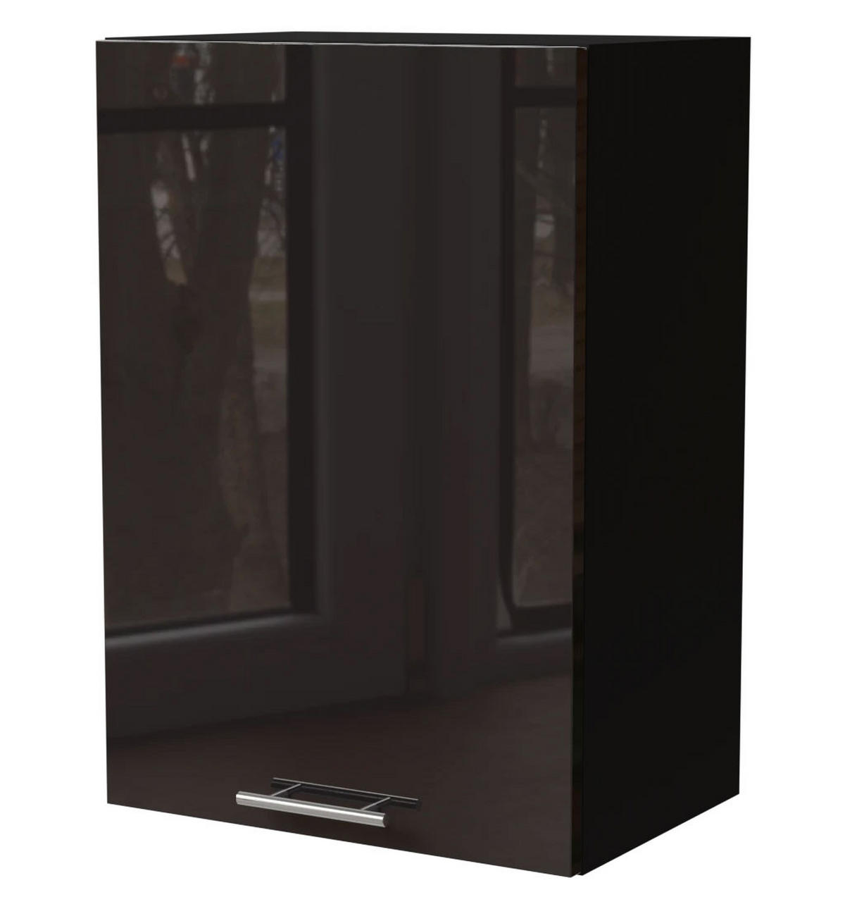 KÜCHENHÄNGESCHRANK Essen W2/50 Schwarz Hochglanz / Schwarz Matt 50 / 32,5 / 72cm - Schwarz Hochglanz/Schwarz, Holz/Holzwerkstoff (50/72/32.5cm) - Feldmann-Wohnen