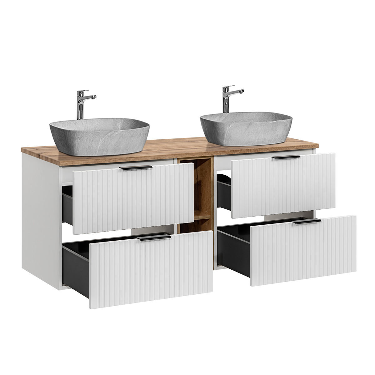 DOPPELWASCHTISCH 140.8cm Adriel Weiß - Weiß, Holzwerkstoff (140.8/59/46cm) - Petits-meubles