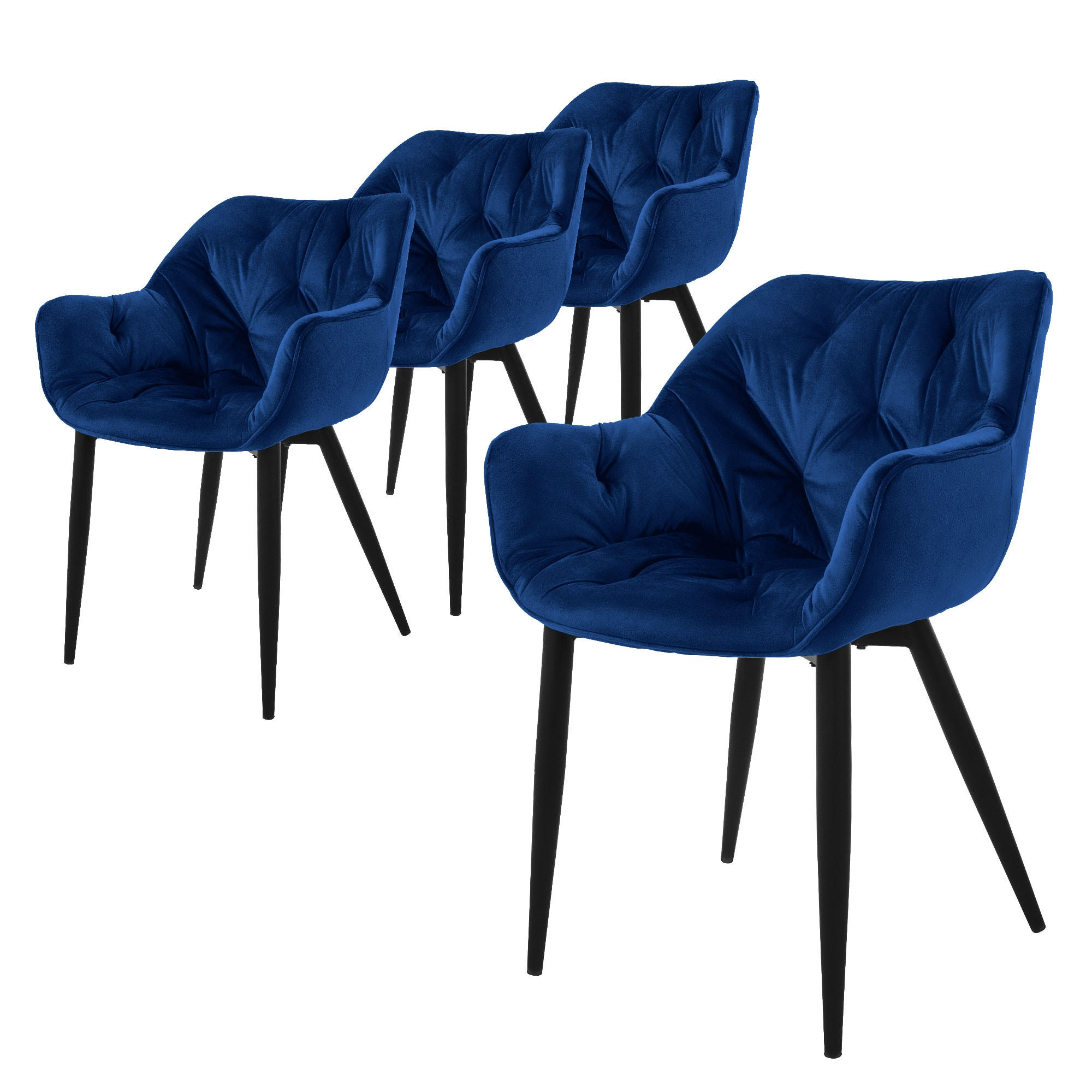 ML-DESIGN JÍDELNÍ ŽIDLE, sada 4 ks, tmavě modrý samet