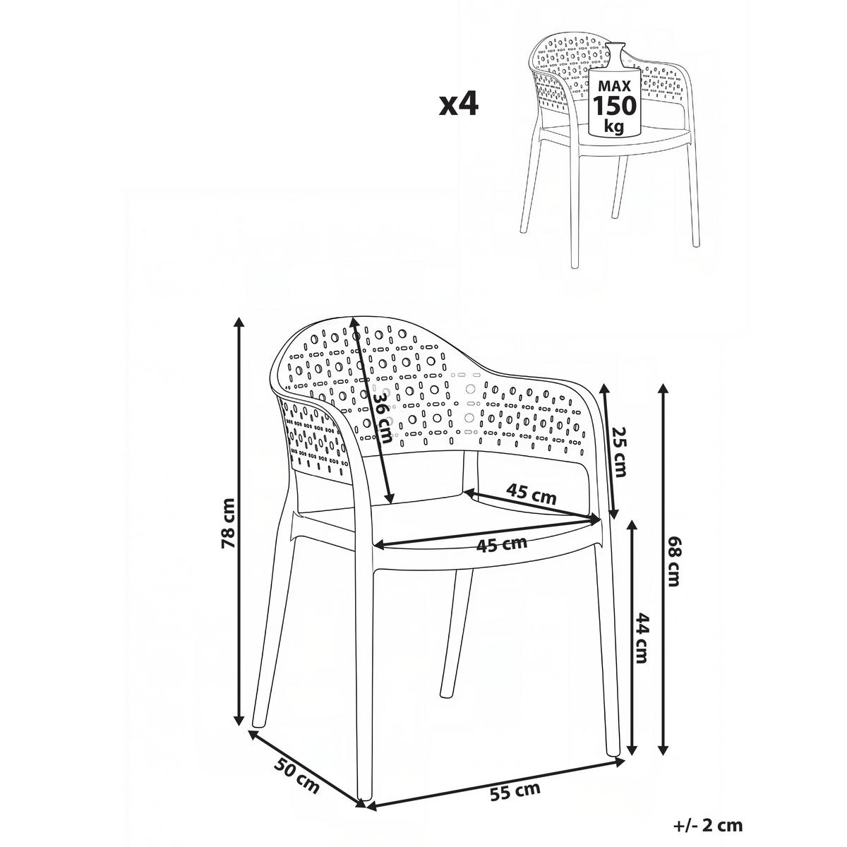 STUHL 4er-Set Hellgrün Narino - Hellgrün, Kunststoff (55/78/50cm) - Beliani