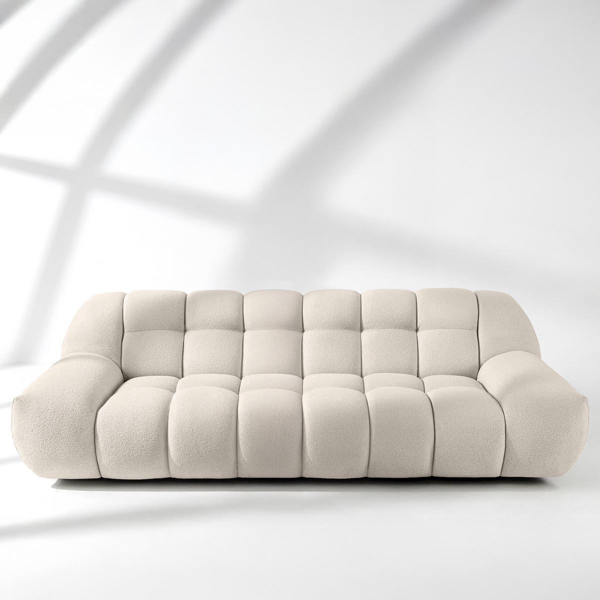 EINZELSOFA VENA Bouclé, Weiß - Weiß, Holz/Textil (254/72/105cm) - KONSIMO®