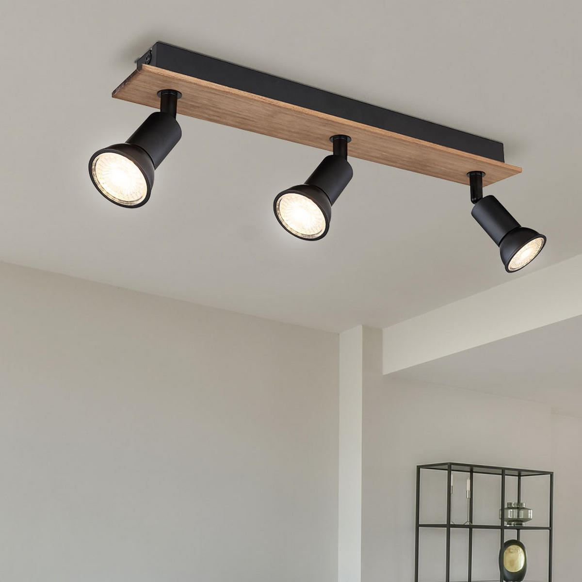 DECKENLEUCHTE Drew Holzoptik Braun - Braun, Holz (40/6/9cm) - Globo Lighting