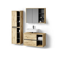 BADMÖBEL-SET Vomano Artisan-Eiche 3 Teile - Anthrazit/Eiche Artisan, Holzwerkstoff (100/60/45cm) - Livinity®