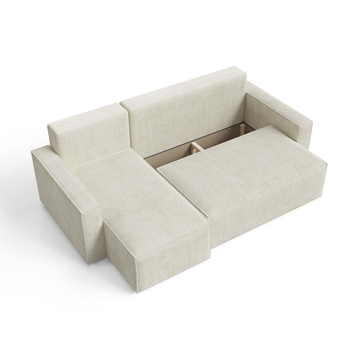ECKSOFA LIVIO S mit Schlaffunktion, universell montierbar - POSO 06 - Braun, Holz (230/90/142cm) - Dekori_Interiors