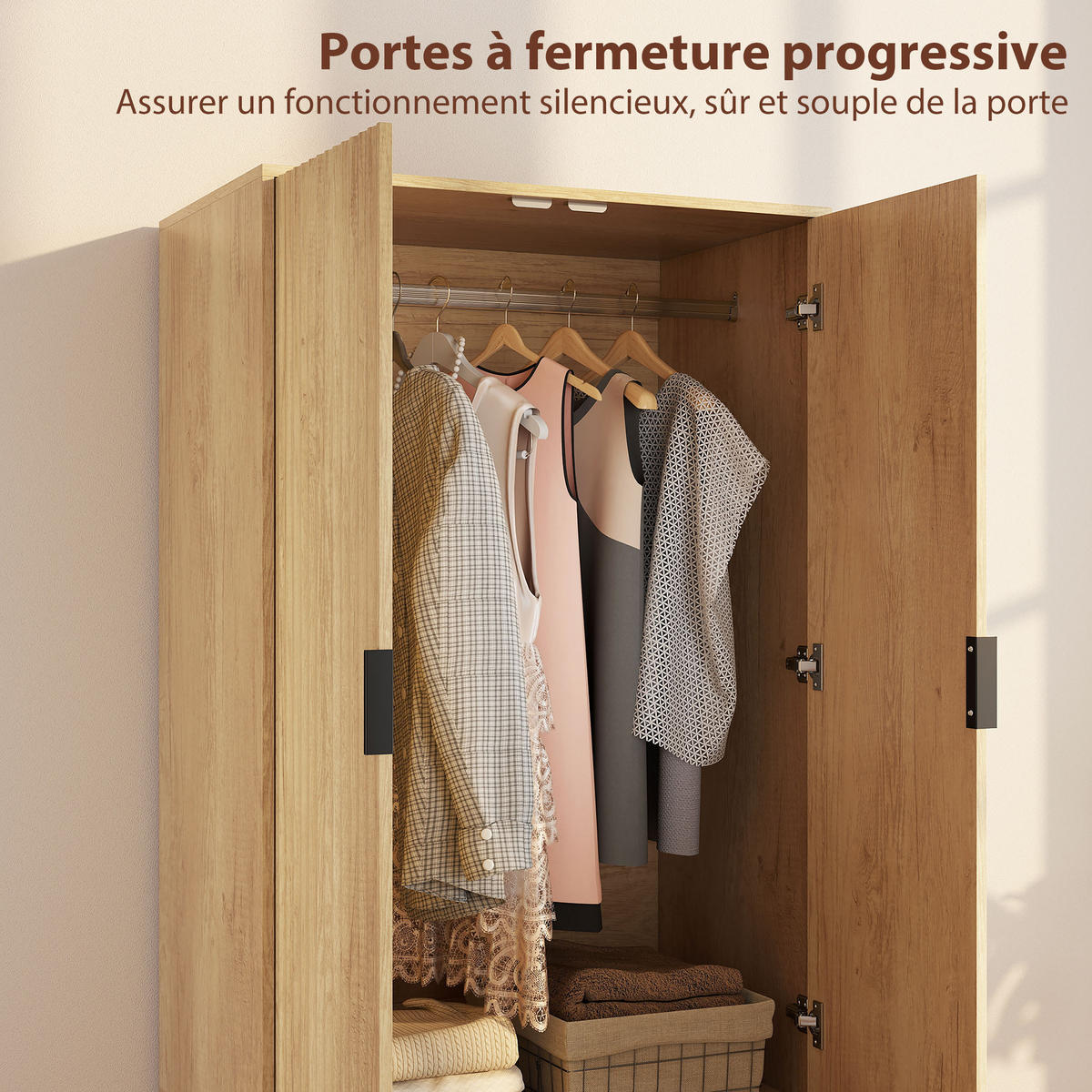 KLEIDERSCHRANK Naturfarben 80/50/180 cm - Naturfarben, Holzwerkstoff (50/180/80cm) - PANGIVO