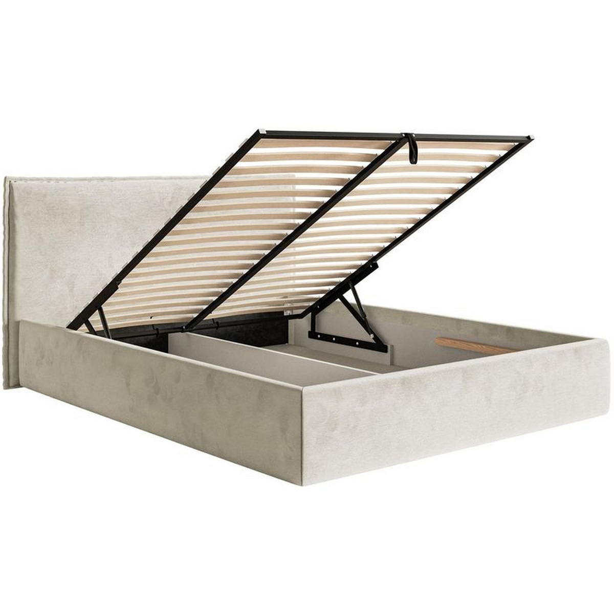 POLSTERBETT Softie Slim Greige Velours 200x200 - Taupe, Textil (200/200cm) - Selsey