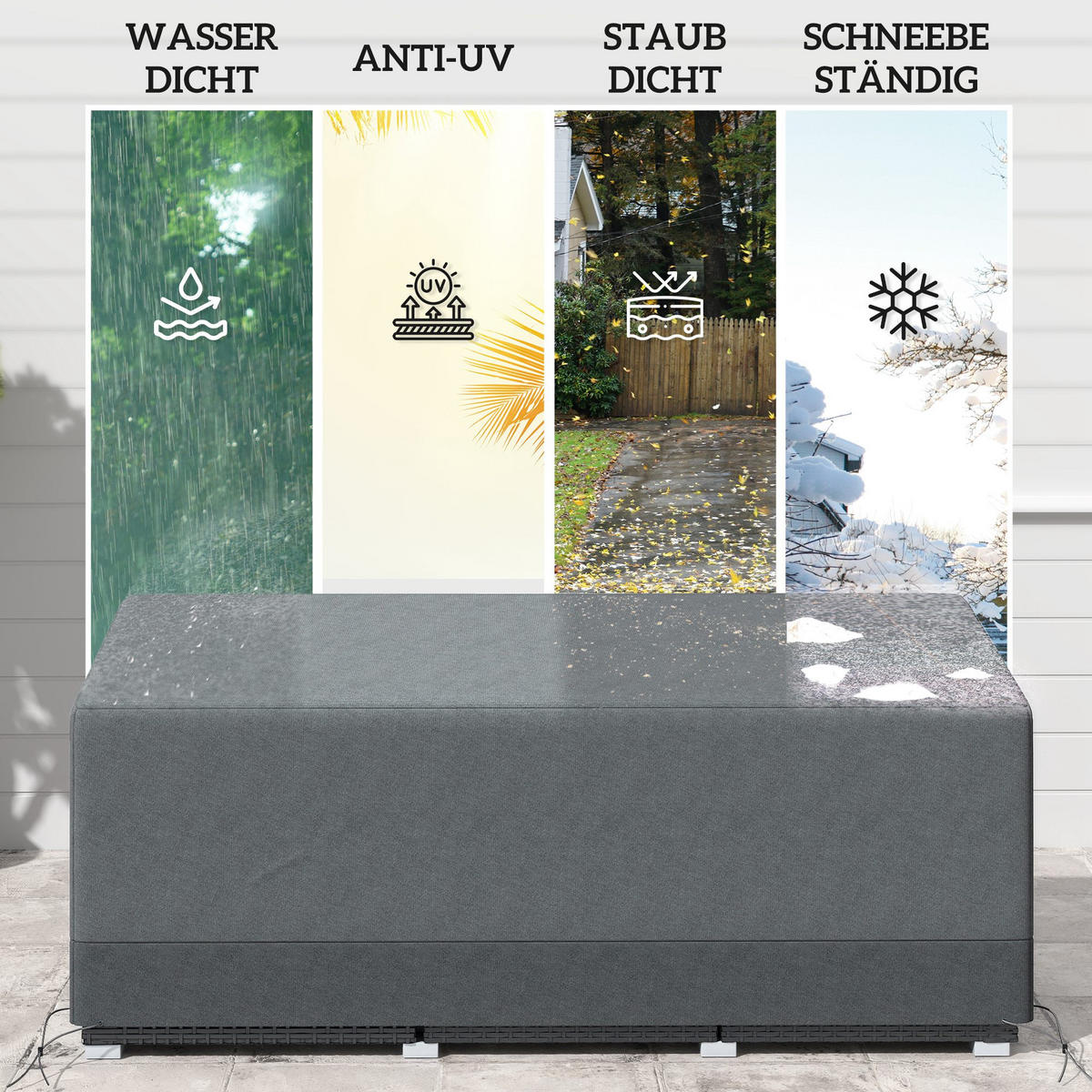 SCHUTZHÜLLE für Gartenmöbel Winterfest Wasserdicht Abdeckung Anti-UV Abdeckplane - Hellgrau, Textil (72/76/190.5cm) - Outsunny