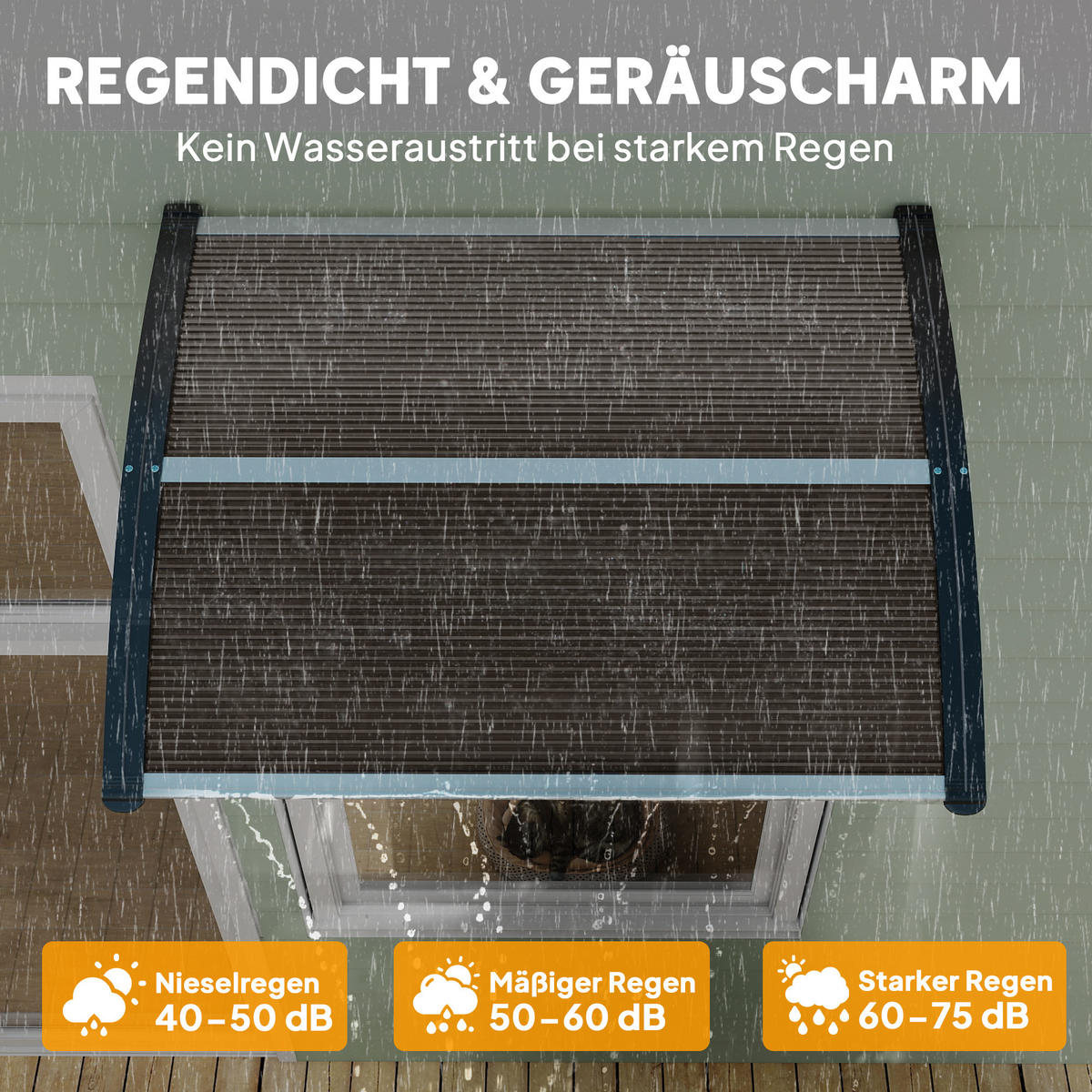 VORDACH DE-07399 Pultvordach aus Polycarbonat Braun - Schwarz/Braun, Kunststoff (100/23/75cm) - ComfortXL