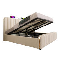 POLSTERBETT 180/200 cm Beige aus Leinen mit Stauraum - Beige, Textil (180/200cm) - OKMYHOME