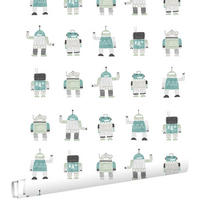 TAPETE gezeichnete Vintage-Spielzeug-Roboter 53 cm x 10.05 m - Grün, Papier (53/0.1cm) - ESTAhome