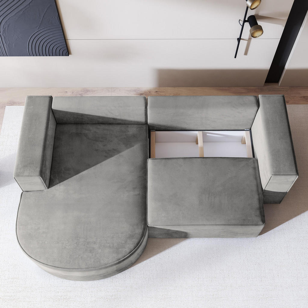 Thumbnail - Masseno Ecksofa, Blau, Holz, 4-Sitzer, L-Form,L-Form, 263x174 cm, Wohnzimmer, Sofas & Couches, Wohnlandschaften, Ecksofa...