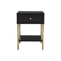 NACHTTISCH - 40 cm x 40 cm - Holz, Platte - Schwarz, Goldfarben - MILAVIA - Goldfarben/Schwarz, Holz (40/55/40cm) - Vente-Unique