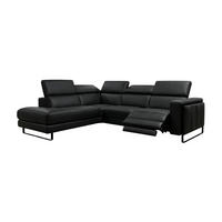 ECKSOFA Marchesi Echtleder mit 1 x Relaxfunktion Schwarz - Schwarz, Leder/Metall (220/80/257cm)