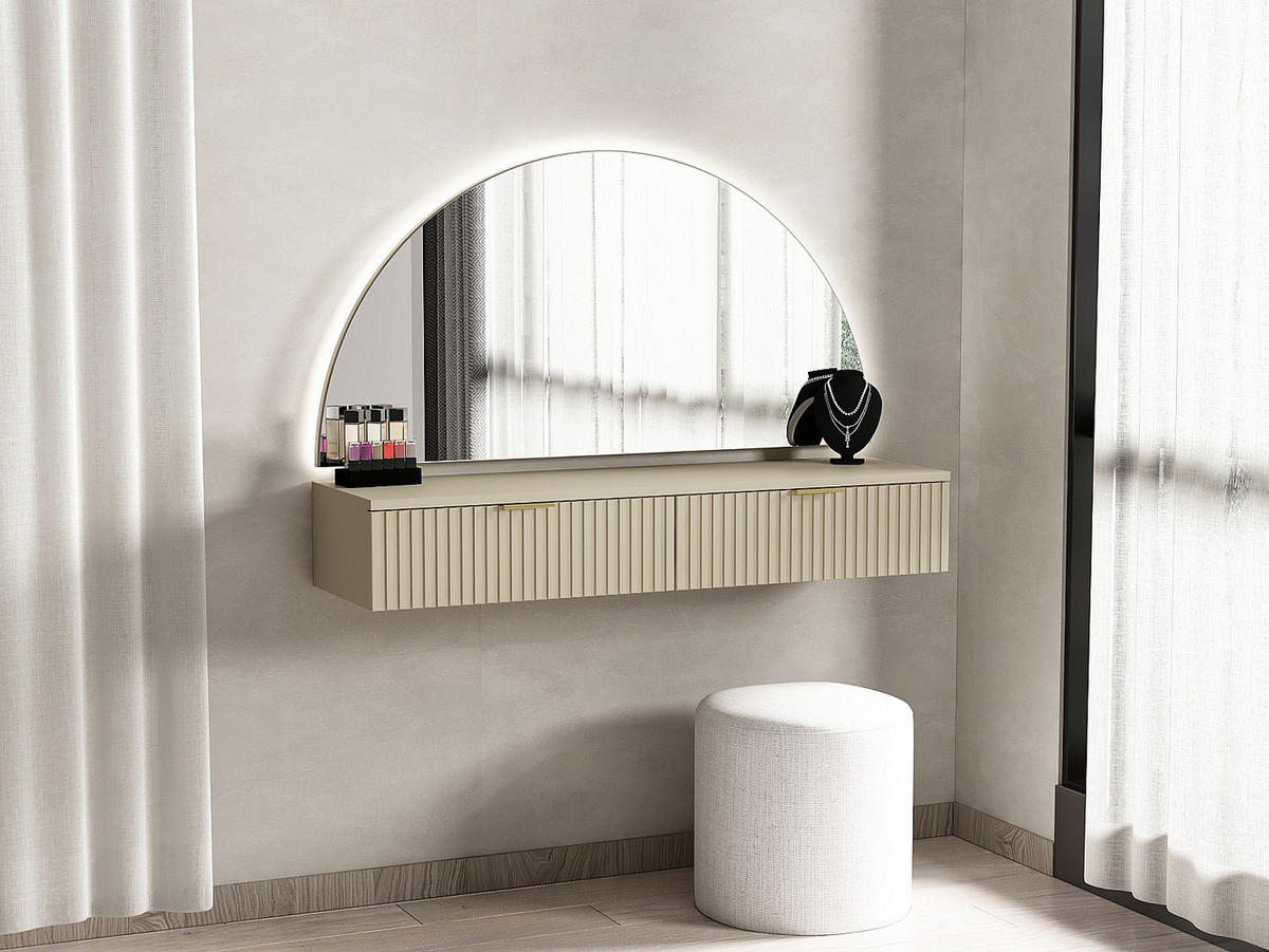 SCHMINKTISCH - 120 cm x 35 cm - Holz, Platte - Beige FRALYN - Beige, Holz (120/80/35cm) - Vente-Unique